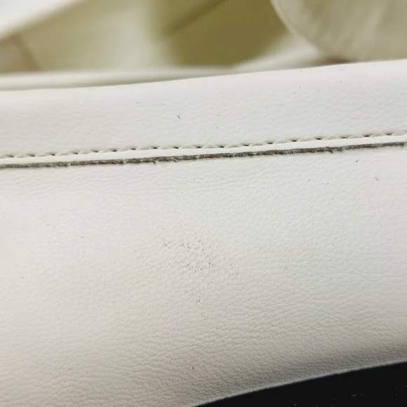 NEW Nordstrom Open Edit White Faux Patent Gold Chunky Academia Loafers C433 - Picture 13 of 14